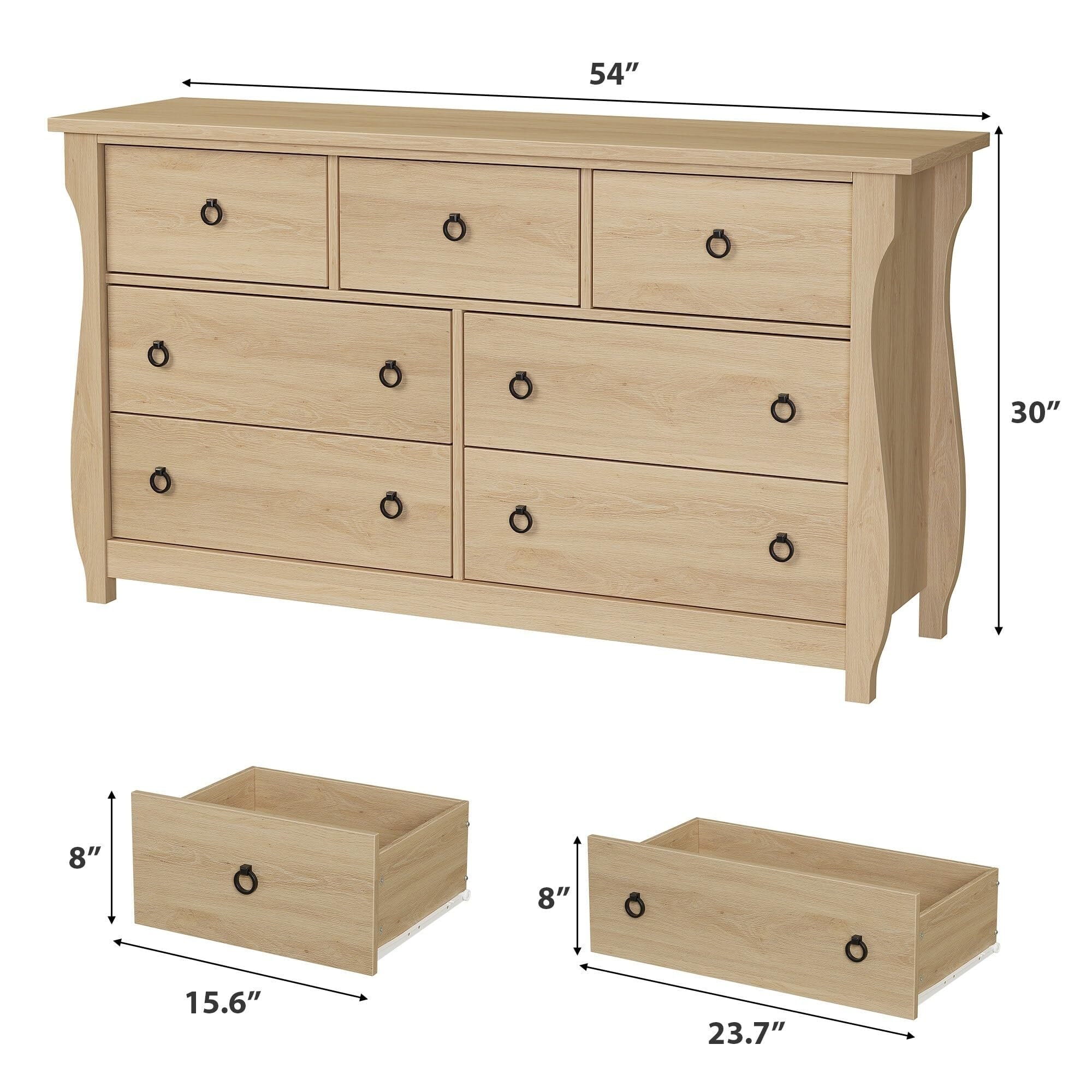 4 Drawer Bedroom Dresser, Wooden Closet Storage Dresser, 38.6 Inch Tall Dresser With Storage Freestanding Drawers - Natural+balck