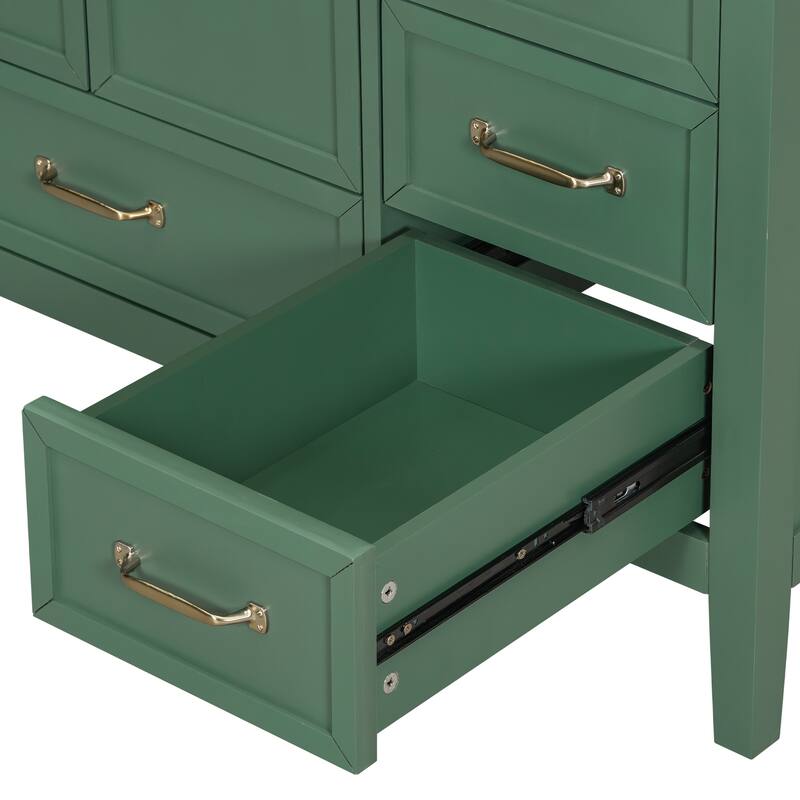 Roomfitters Bathroom Vanity with Sink, Cabinet with Soft-closing Door and Four Drawers of Varying Sizes, Solid Wood Frame