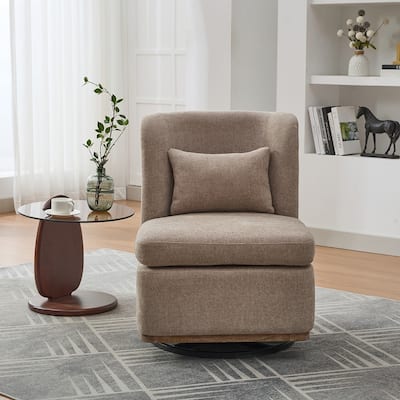 25.2 "Wide Modern Chenille Cushioned Armless Metal Base 360°Swivel Chair