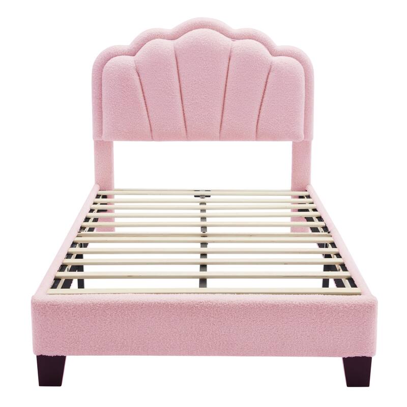 Upholstered bed with LED lights