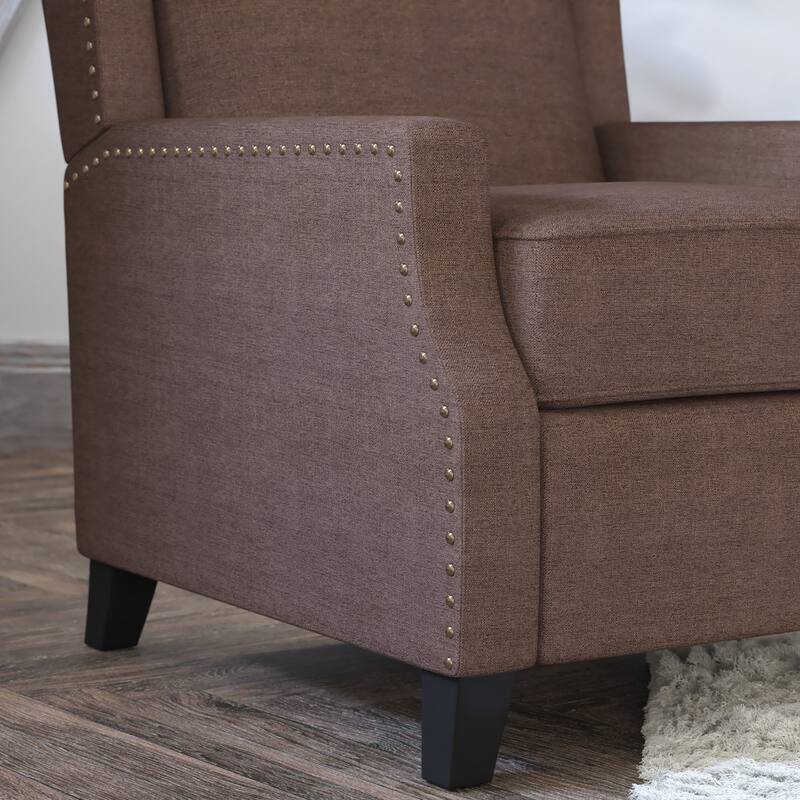 Push Back Wing Back Pocket Spring Recliner with Side Accent Nail Trim