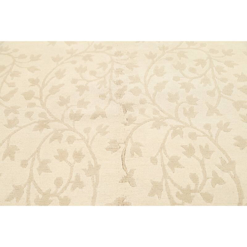 Floral Nepalese Vegetable Dye Wool Area Rug Hand-knotted Office Carpet - 5'8" x 8'7"