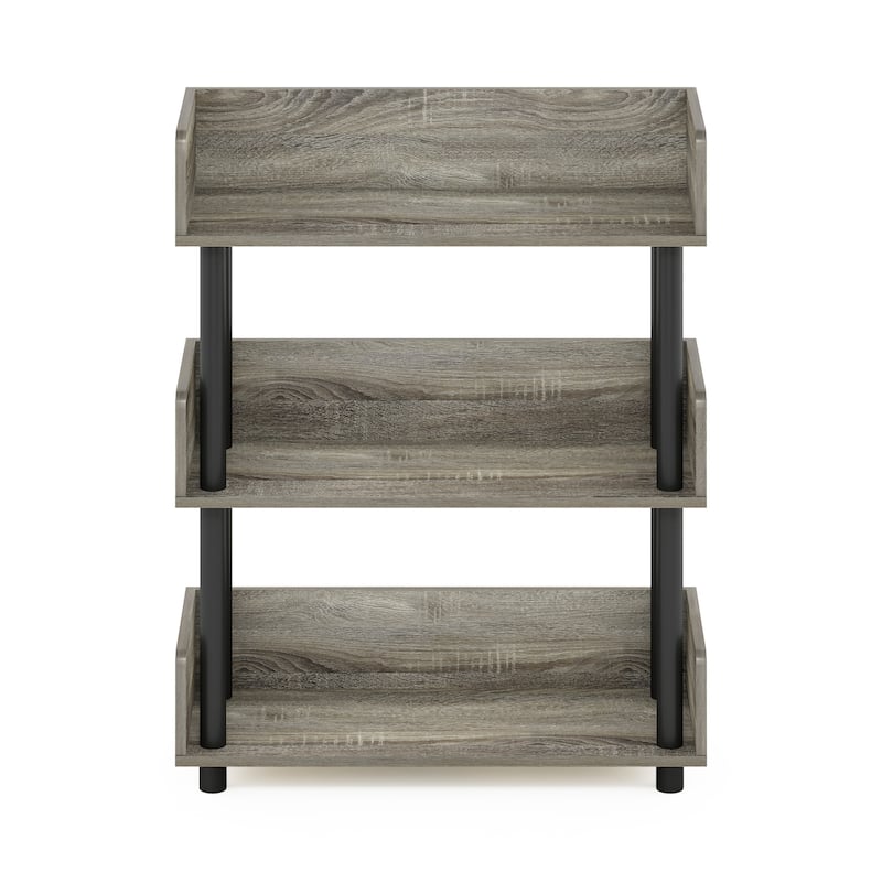 3 Tiers Wood Household Shelving Unit in French Oak/Black (23.62 in. W x 29.61 in. H x 9.21 in. D) - 23.62