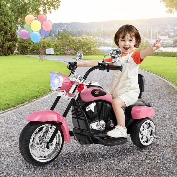 slide 2 of 9, 3-Wheel Electric Ride On Toy with Foot Pedal & Horn & Headlight