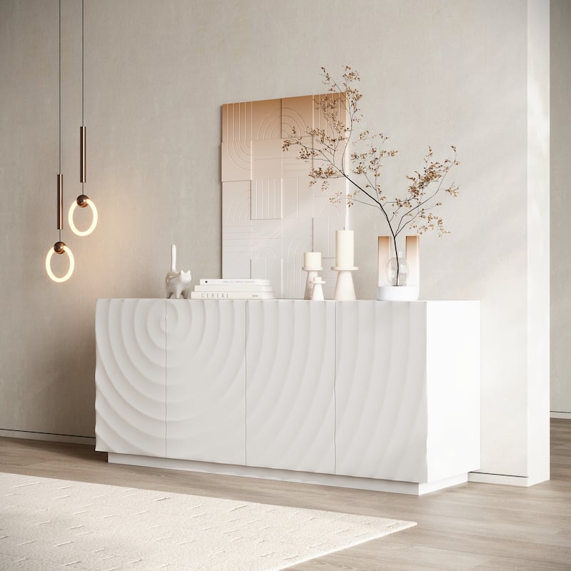 59-Inch Buffet Cabinet with 4 Doors, Modern Accent Storage Sideboard with Anti-Tip Design