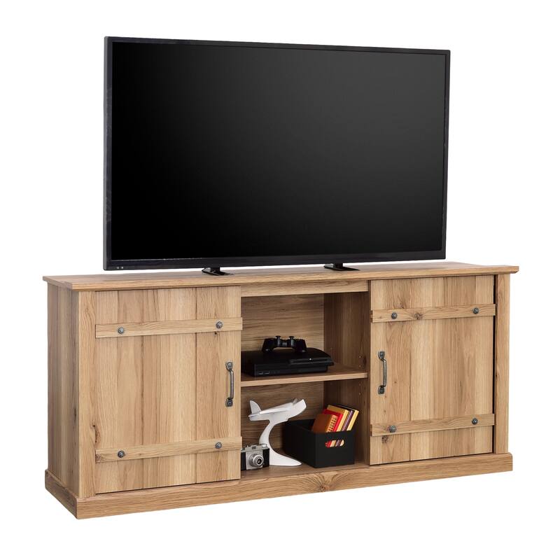 Wood Credenza for TVs up to 70" with Hidden Storage - 62.44" W x 16.77" D x 28.54" H