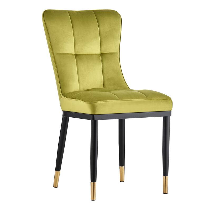 Velvet Upholstered Dining Chairs with Metal Legs, Set of 2/4 - 35.8"H x 18.9"W x 23.2"D