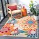 SAFAVIEH Cabana Elvezia Indoor/ Outdoor Waterproof Patio Floral Rug - 5'3" x 7'7" - Ivory/Orange