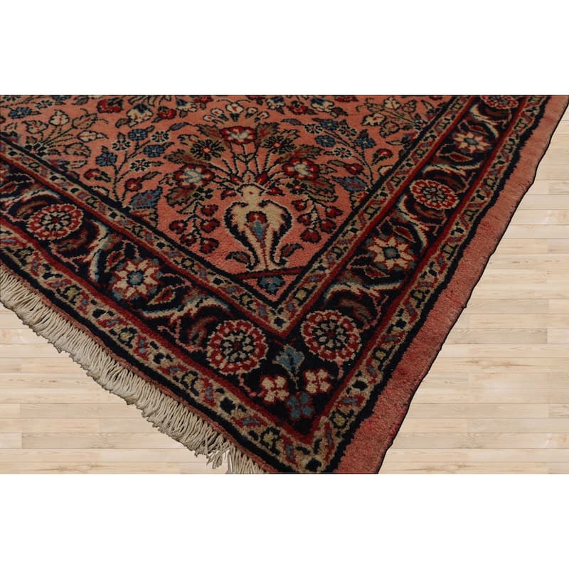3'2''x3'4'' Hand Knotted Wool Rose Sarouk Traditional Rug - 3' 2'' x 3' 4''