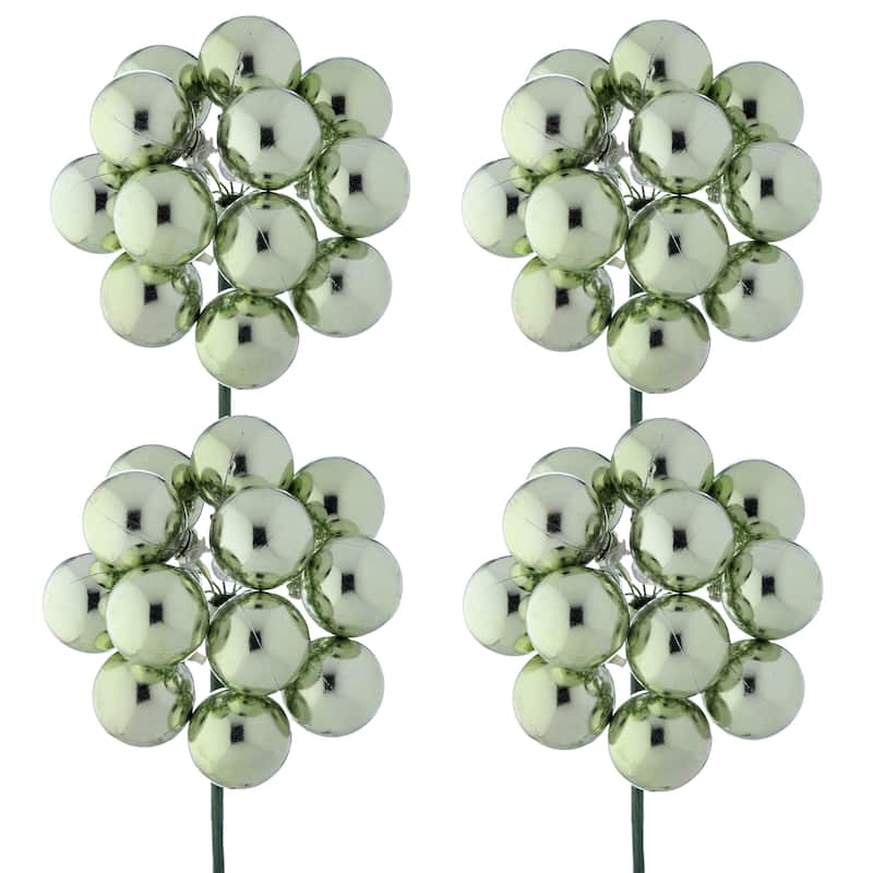 30mm Shatterproof Plastic 12 Bunch Shiney Stemball Set of 4