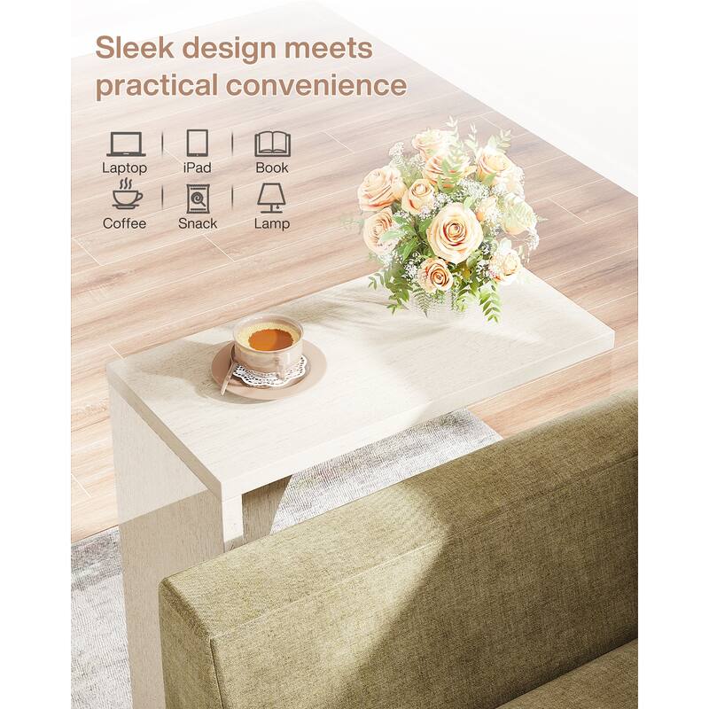 Wood 2-Tier C-Shaped ChairSide End Couch Table (Set of 2)