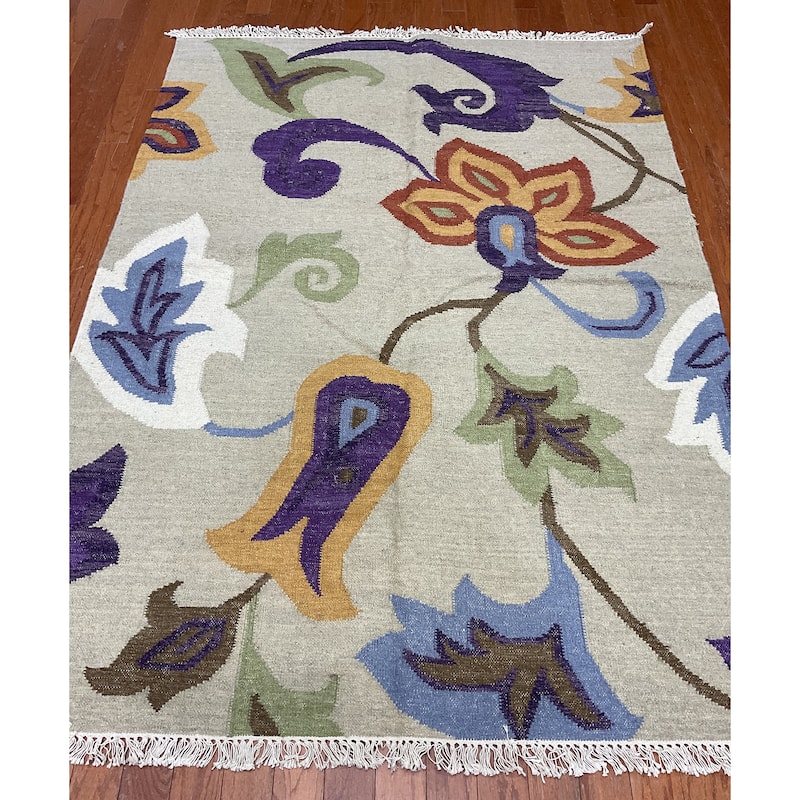 HERAT ORIENTAL Handmade Vegetable Dye Kilim Wool Rug - 4' x 6'
