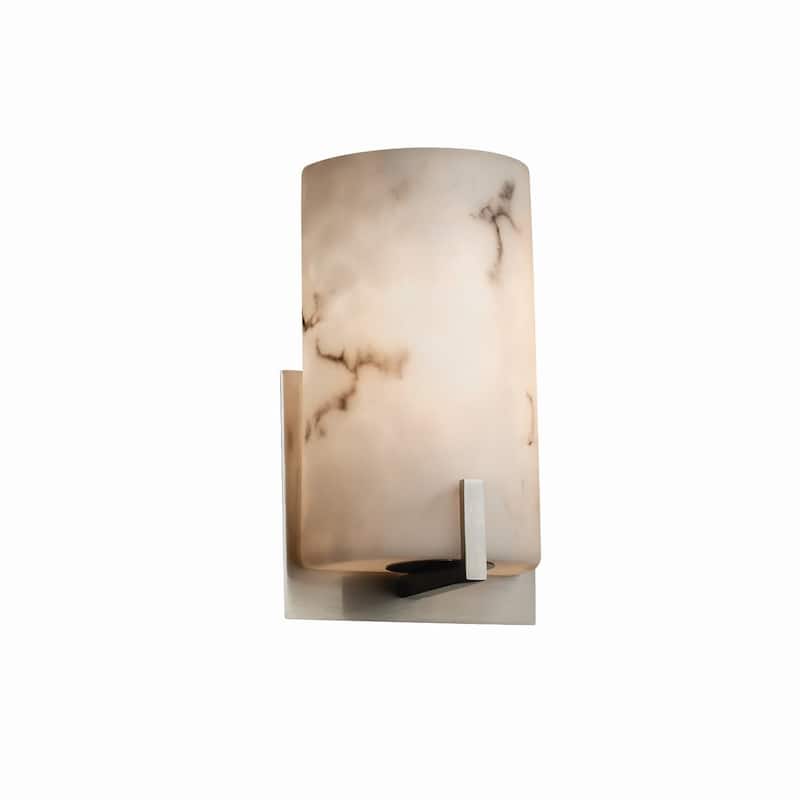 Justice Design LumenAria Century 1-light Brushed Nickel ADA Wall Sconce, Faux Alabaster Shade - Brushed Nickel