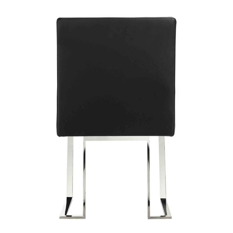 Chrome/Black Faux Leather Upholstered Metal Frame Dining Chair, Set of 2, Sturdy Dining Chair for Dining Rooms - 22.75