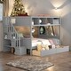 preview thumbnail 20 of 25, Modern Multi-function Twin over Full Bunk Bed With Shelfs,Storage Staircase and 2 Drawers,Sturdy Frame for Kids