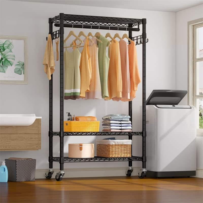 R1 Rolling Garment Rack Heavy Duty Clothes Rack - 15.7"D x 35.4"W x 72.4"H
