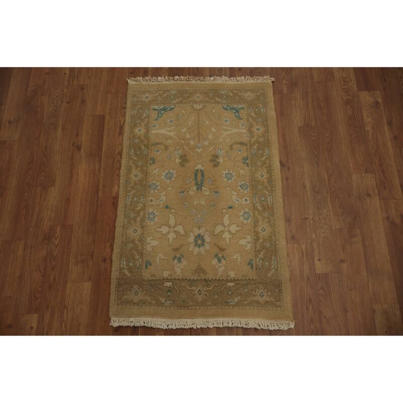 Hand Knotted Oriental 100% Wool Carpet Traditional All-Over Brown Ziegler Area Rug - 2' 11'' X 1' 11''