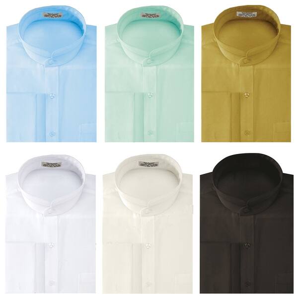 Shop Men S Solid Banded Collar French Cuff Dress Shirt Solid Color