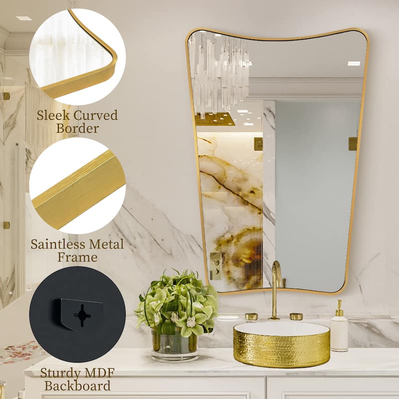 Arched Metal Framed Decorative Asymmetrical Wall Mirror