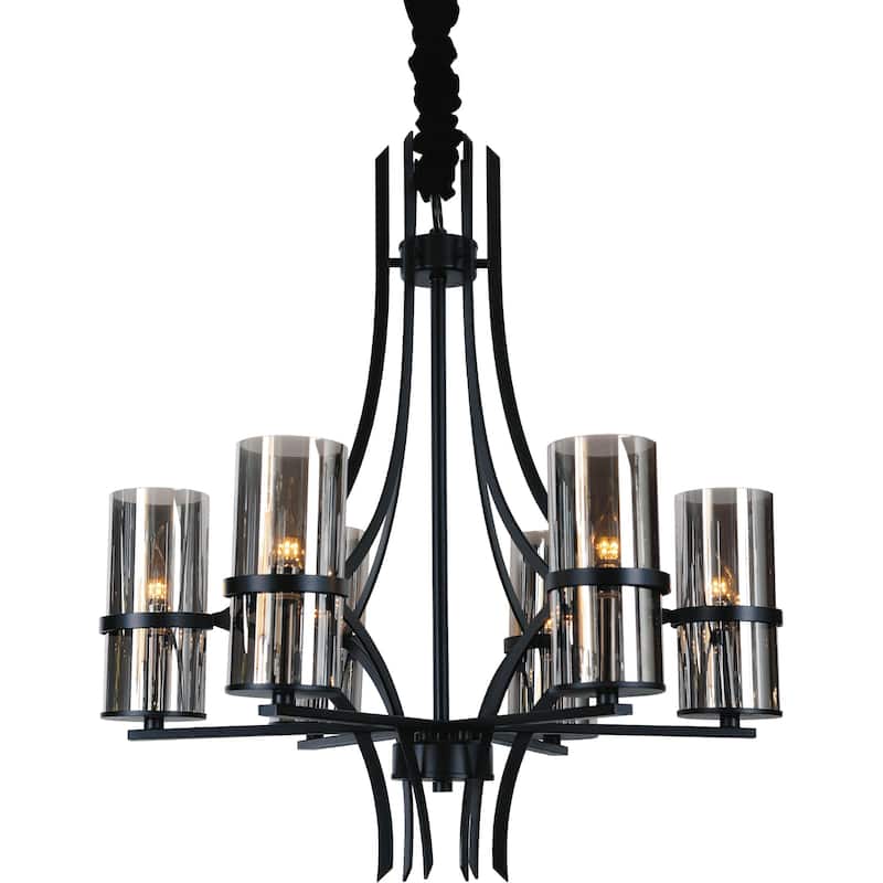 Vanna 6 Light Up Chandelier With Black Finish - Black