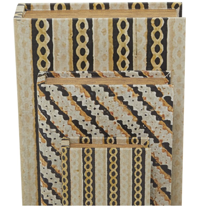 Faux Storage Book Decorative Box - Set of 3 Dark Brown, Gray, Cream, Beige, Multi Colored, Blue, White - Roche River Decor