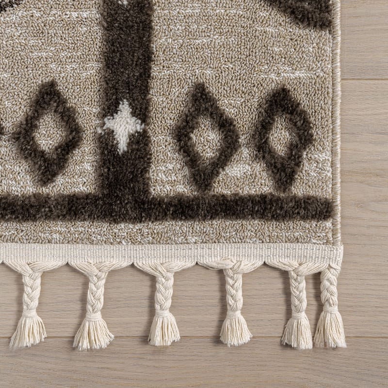 Autumn Geometric Tasseled Area Rug