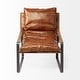 preview thumbnail 3 of 10, Hornet I Brown Genuine Leather w/Black Iron Frame Accent Chair - 27"W x 35"D x 36"H