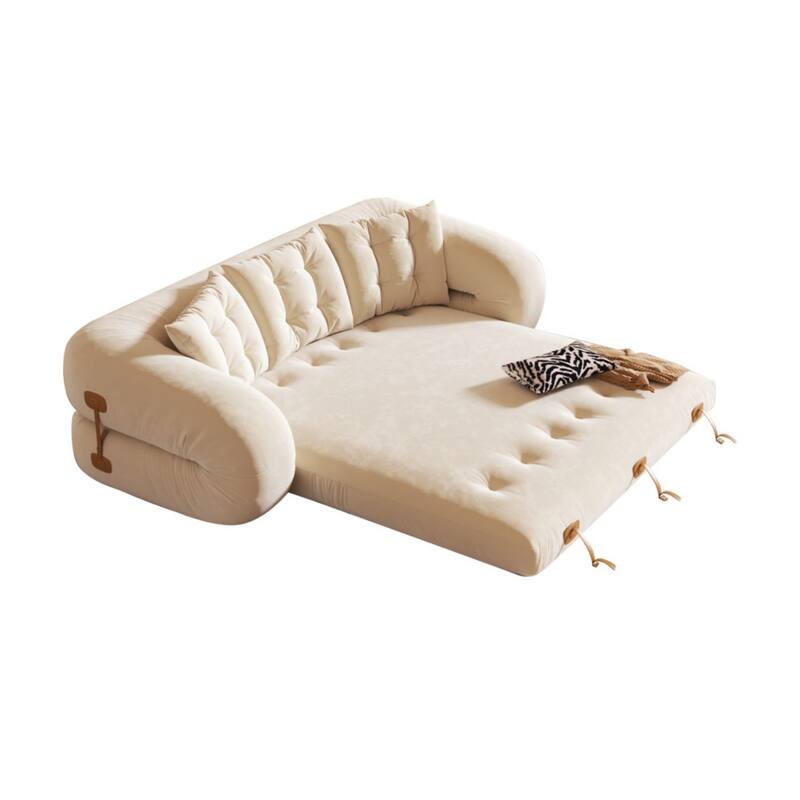 JASIWAY Modern Convertible Sleeper Sofa Chair Bed, White
