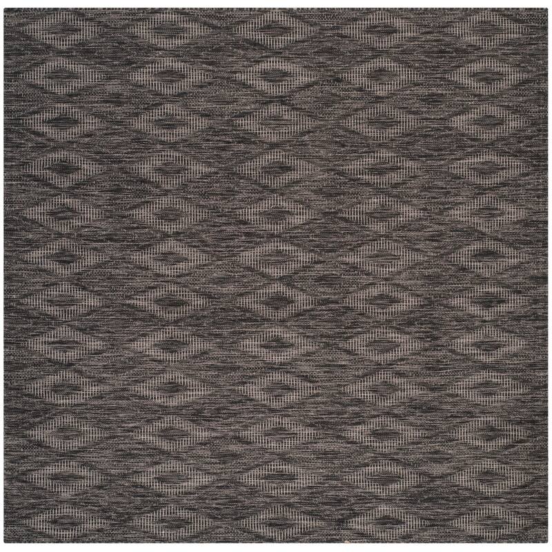 SAFAVIEH Courtyard Marolyn Indoor/ Outdoor Waterproof Patio Backyard Rug - 6'7" x 6'7" Square - Black/Black