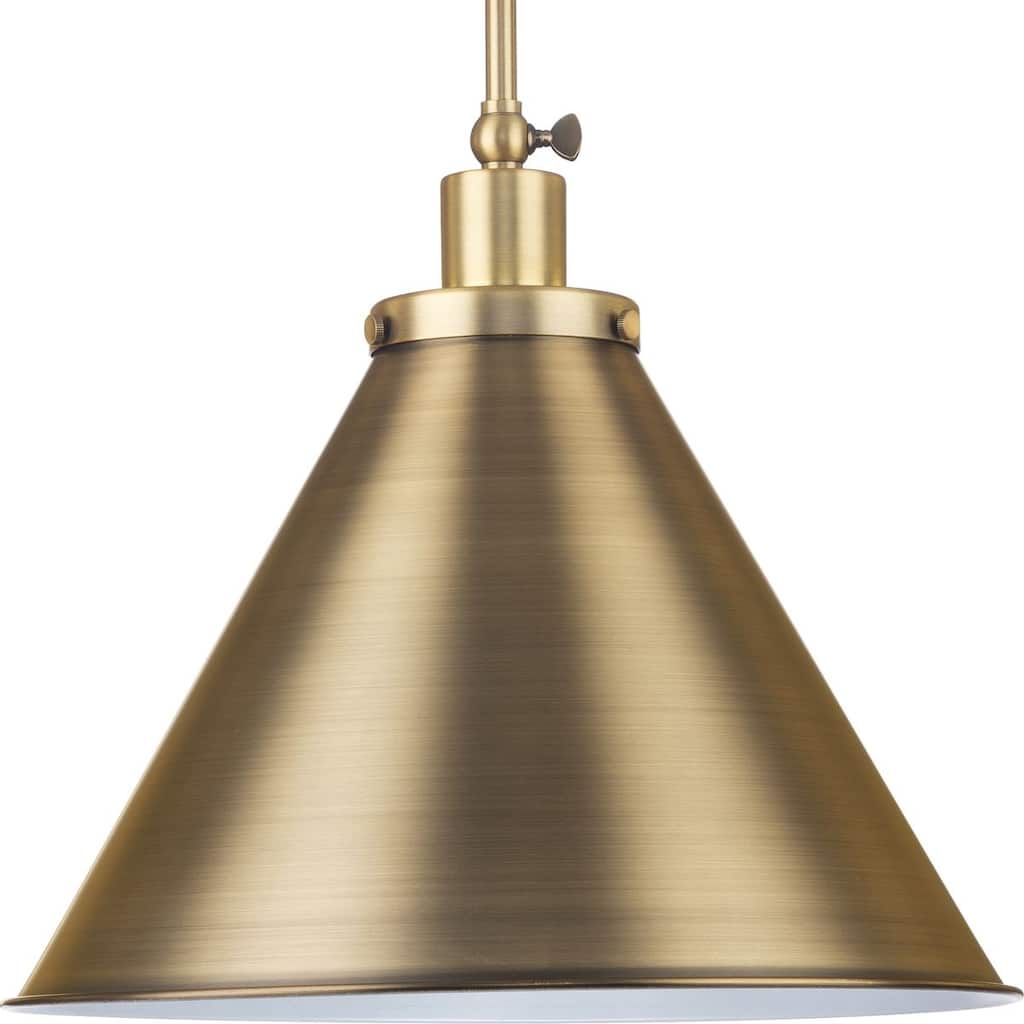 Hinton Collection One-Light Vintage Brass Modern Farmhouse Pendant - 16 in x 16 in x 14 in