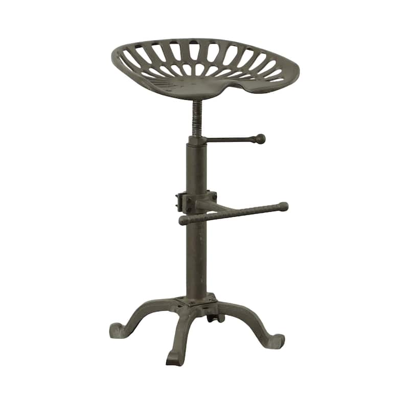 Adjustable Iron Tractor Seat Barstool - Grey