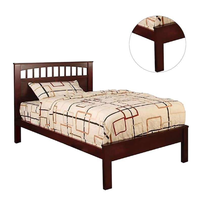 Wooden Twin Bed with Airy Headboard in Cherry
