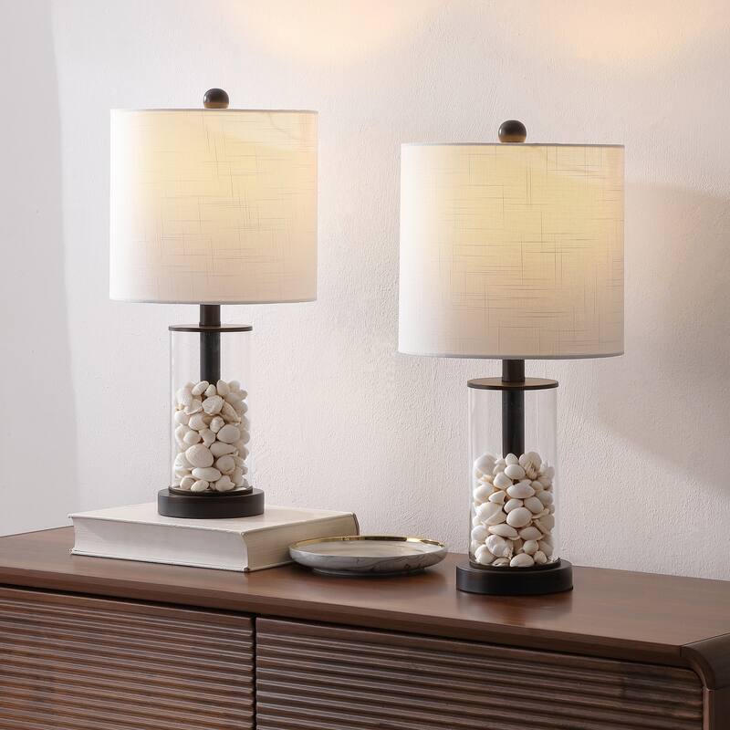 By JONATHAN , Amner 20.5" Contemporary Fillable Glass LED Table Lamp, (Set of 2)