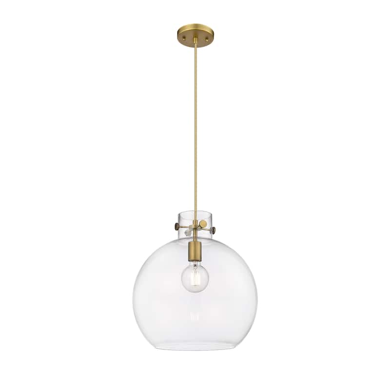 Innovations Lighting Newton Sphere - 1 Light 14" Cord Hung Pendant - Clear/Brushed Brass