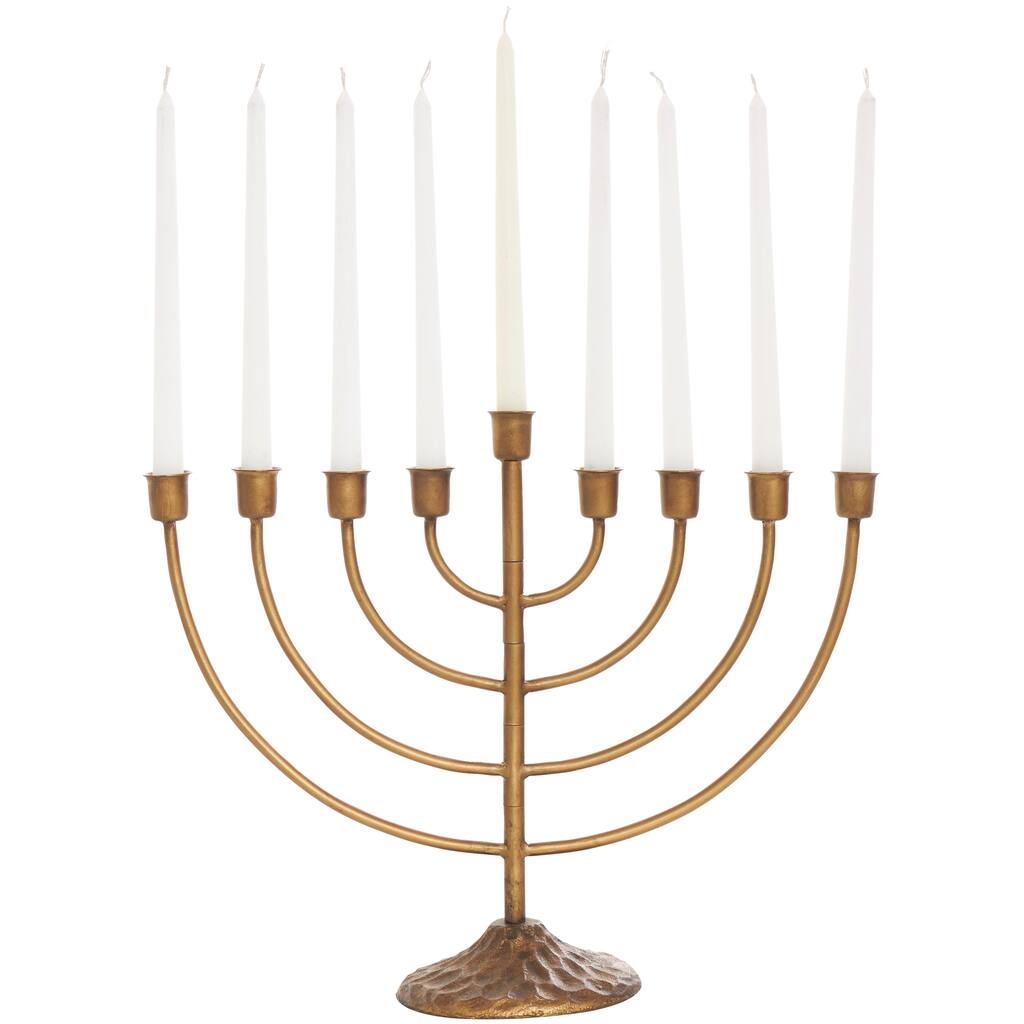 Metal Layered Arch Candelabra with Textured Base - Bronze - Roche River Decor - 13"W x 17"L x 14"H