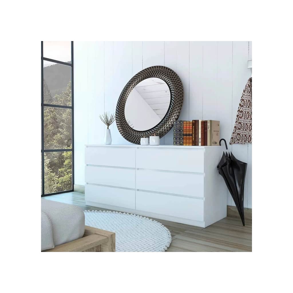 White Modern Dresser with Smooth Gliding Drawers, Clean Contemporary Look, and Versatile Storage Solution