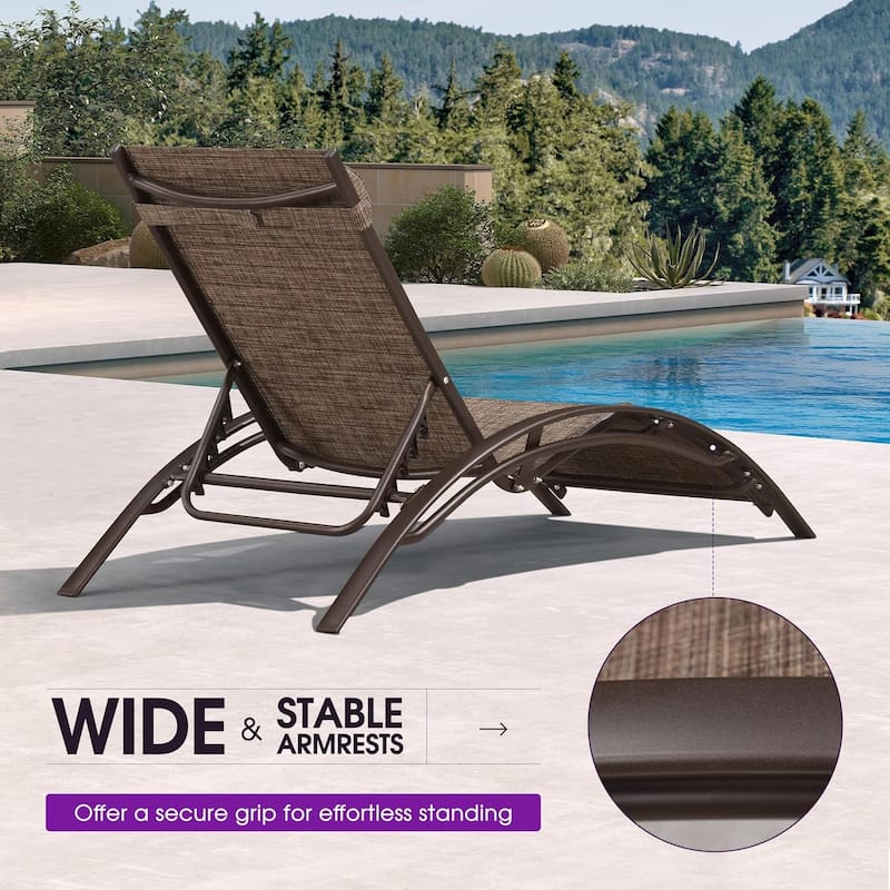 PURPLE LEAF Patio Chaise Lounge Chair Aluminum Recliner with Side Table