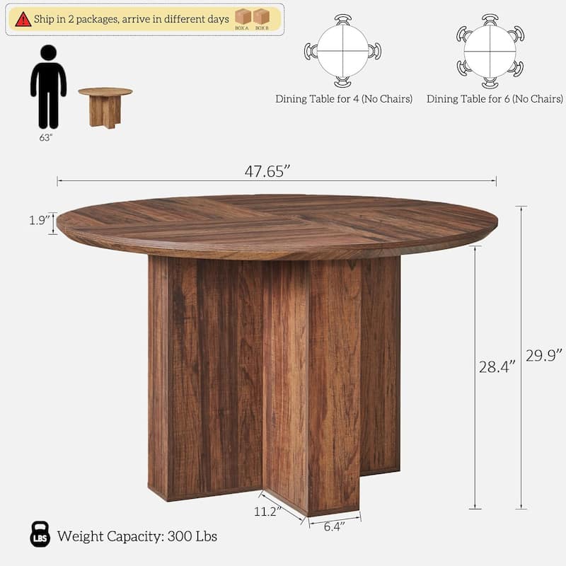 47" Modern Round Dining Table, Thickened Kitchen Table for Dining Room