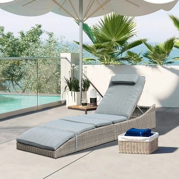 Wicker adjustable chaise lounge sales