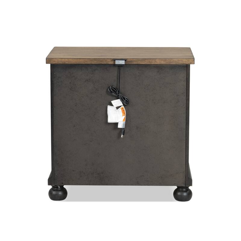 Furniture of America Lucan Farmhouse Black Solid Wood 3-Drawer Nightstand