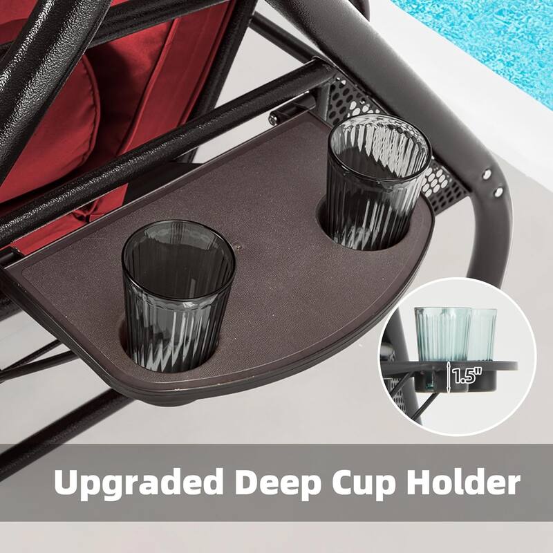 Outdoor 3-Seat Porch Swing with Adjustable Canopy & Cup Holder,Porch Swing Glider Chair, Heavy-Duty Steel Frame