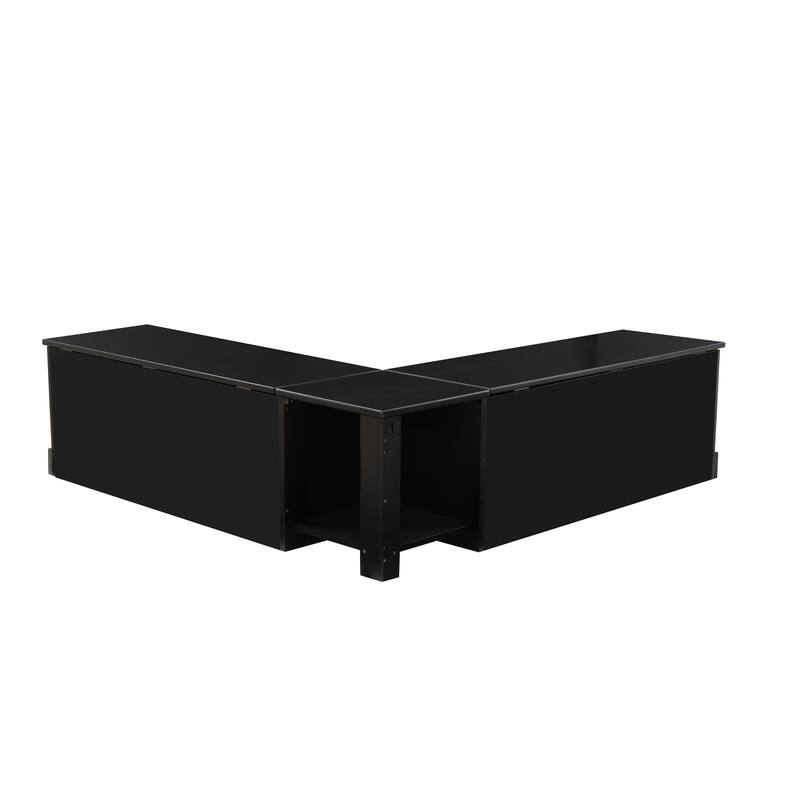 Josie Black Backless Wooden Nook with Cushion Set