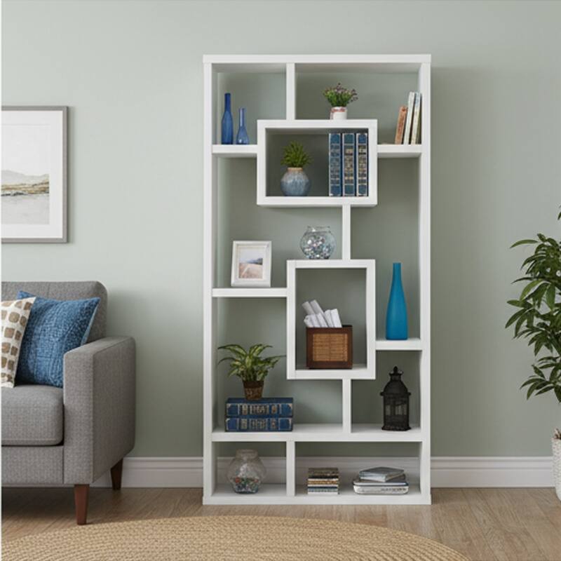 Fantastic Geometric Cubed Rectangular bookcase, White