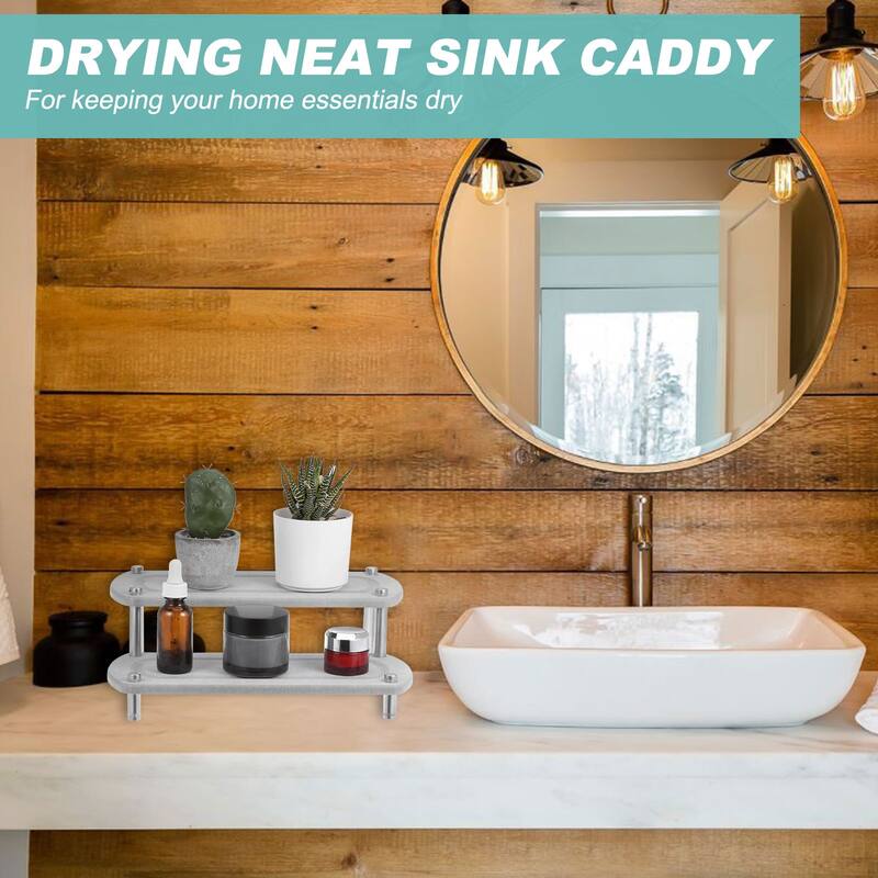 Instant Dry Sink Organizer, 11 inch Kitchen Sink Caddy Sponge Holder Light Grey - Light Grey