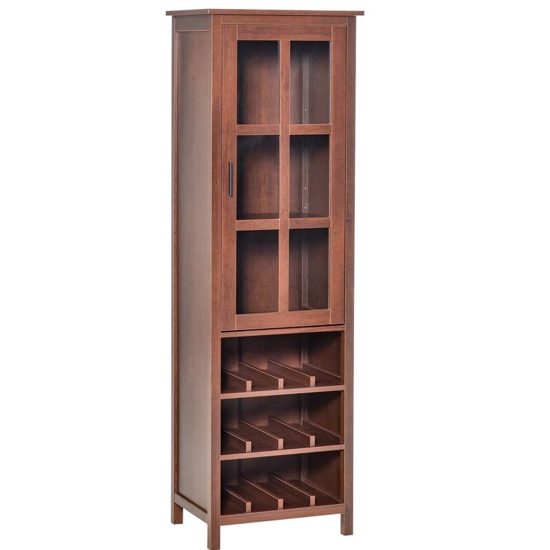 HOMCOM Wine Cabinet Bar Display Cupboard with Glass Door and 3 Storage Compartment for Home Bar - N/A