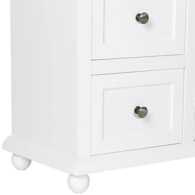 VEIKOUS Kitchen Buffet Sideboard Storage Cabinet with 2 Glass Doors and 4 Drawers