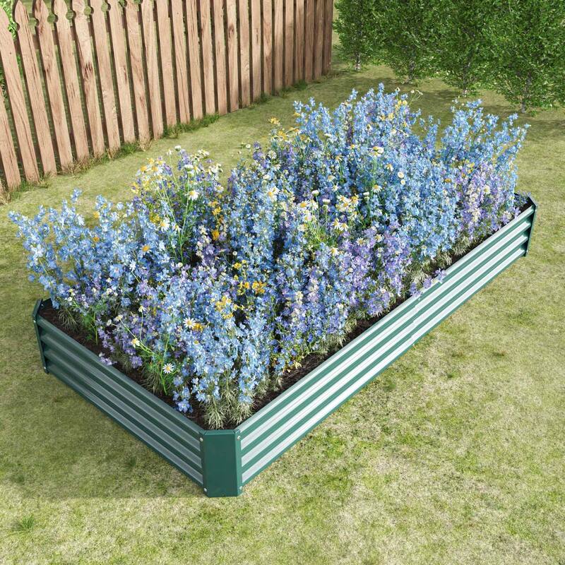 Large Galvanized Metal Raised Garden Bed Open Bottom Rust-Resistant - 91"l - Green