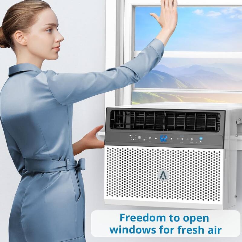 8,000 BTUs Window Air Conditioner, U-Shaped Adjustable Depth, Ultra Quiet, Window AC Unit with Washable Filter