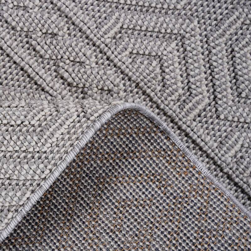 Guros Collection White / Geometric Indoor / Outdoor Non-Shedding Area Rug