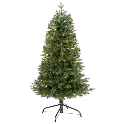 4' Vermont Fir Christmas Tree with 100 Clear LED Lights - Green